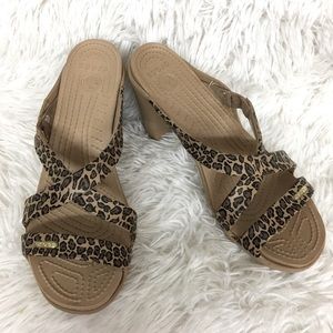 Crocs Leopard Chunky Heels size 9